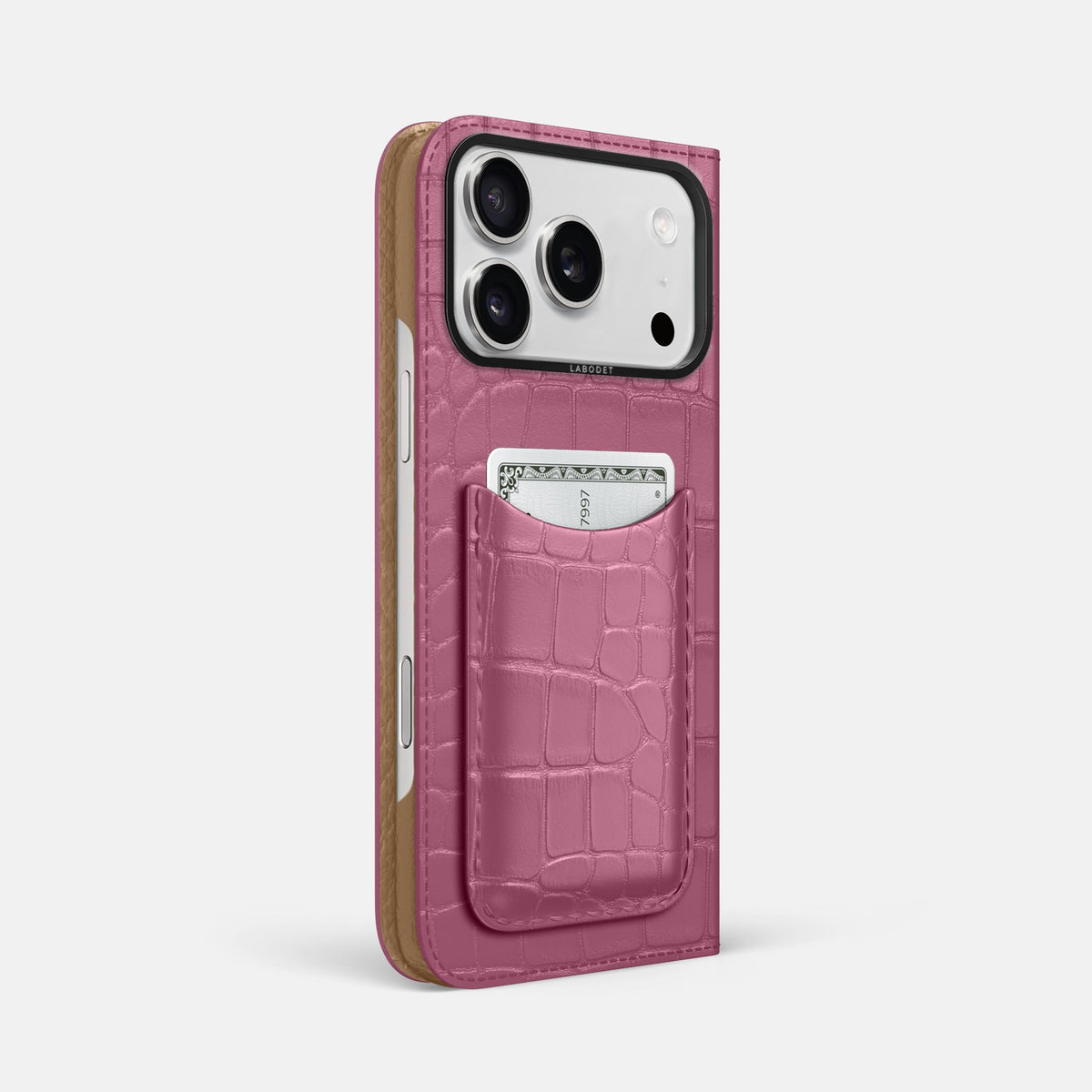 Folio Case with Card For iPhone 18 Pro Max In Alligator -1 | Pink-Lagoon-Black