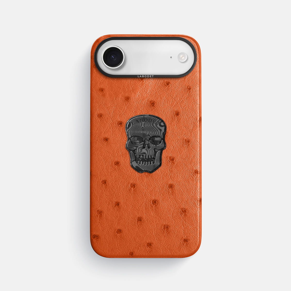 Classic Case With Carbon Skull For iPhone 17 Air In Ostrich -1 | Orange-Black