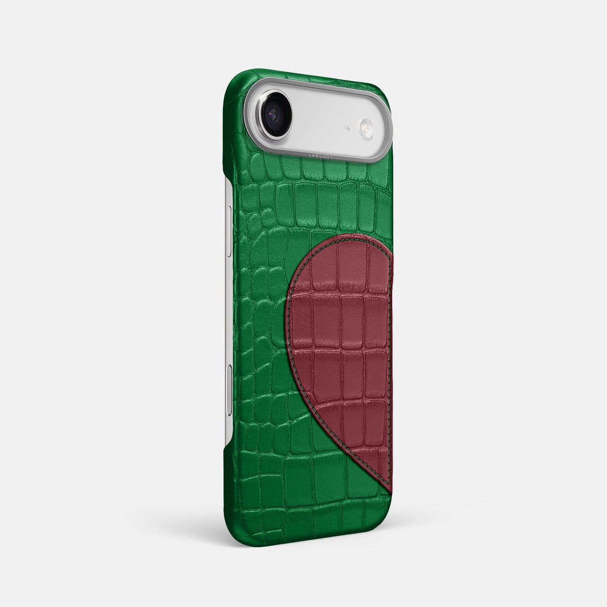Classic Case With Half Heart - Left For iPhone 17 Air In Alligator -2 | Forest-Green-Steel