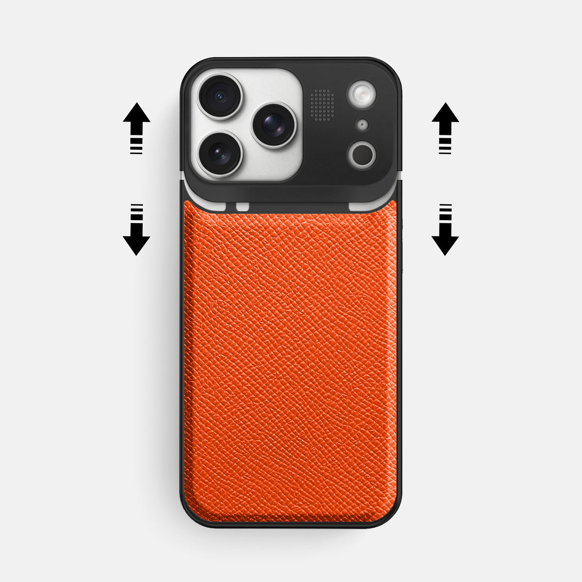 Metal Case For iPhone 17 Pro Max In Epsom-Style Calf -2 | Orange-Black
