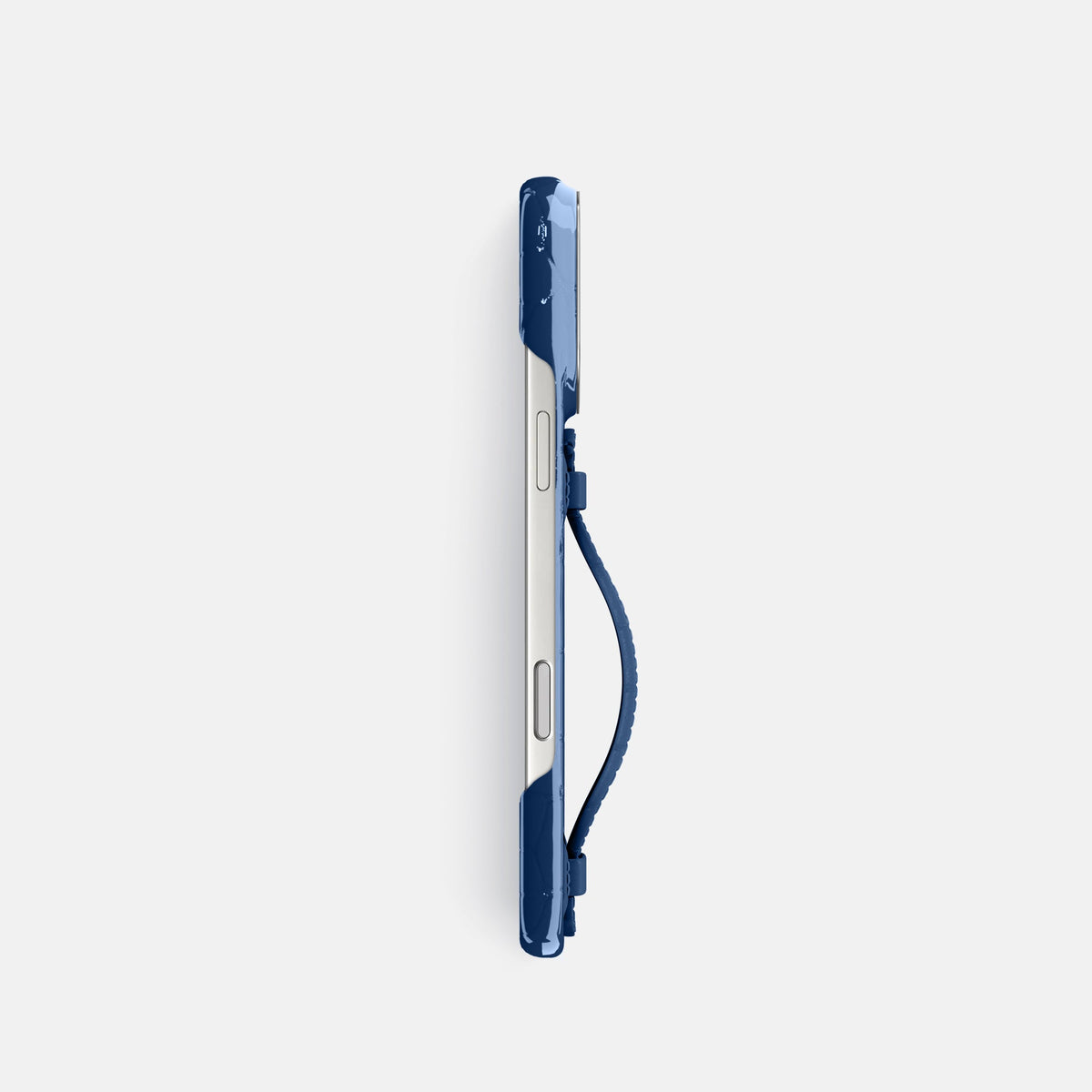 Center Handle For iPhone 18 Pro In Shiny Alligator -2 | Mediterranean-Steel