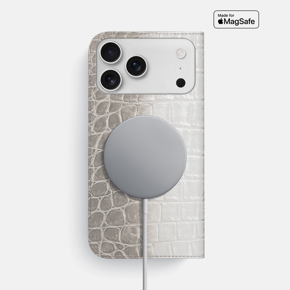 Folio Slim Case For iPhone 18 Pro Max In Himalayan Crocodile -3 | Grey