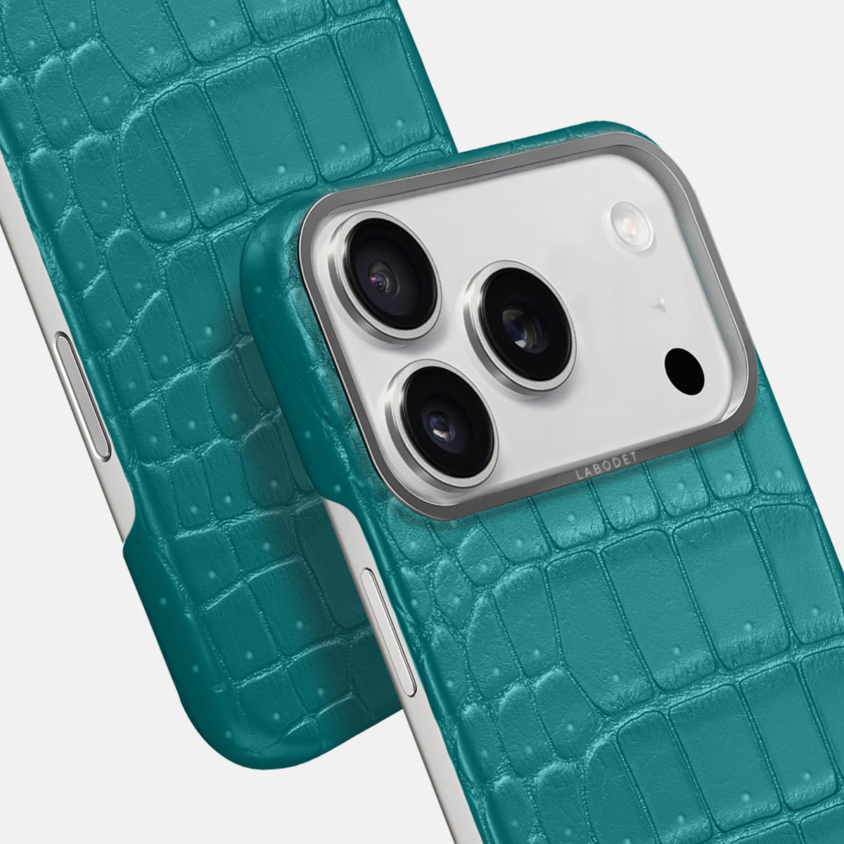 Classic Case For iPhone 17 Pro In Porosus Crocodile -6 | Celadon-Steel