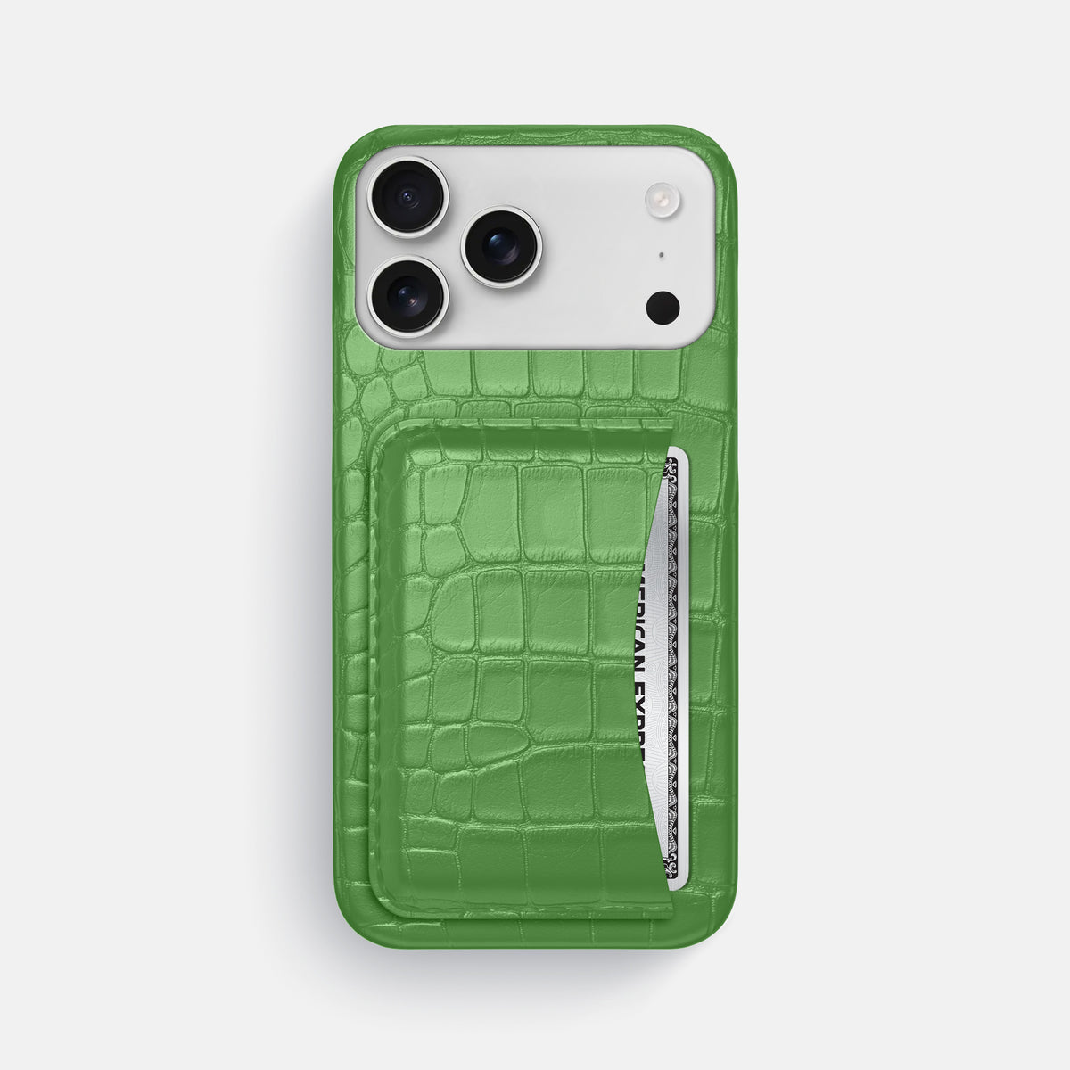 Slim Card Case For iPhone 17 Pro Max In Alligator -1 | Apple-Green