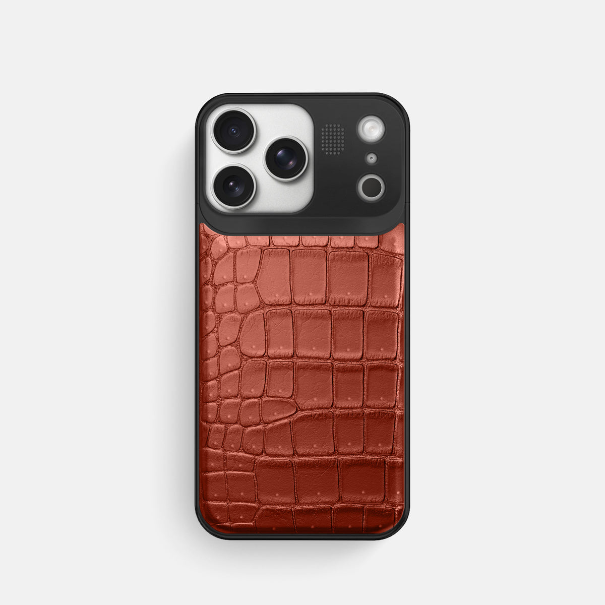 Metal Case For iPhone 17 Pro In Porosus Crocodile -1 | Mahogany-Brown-Black