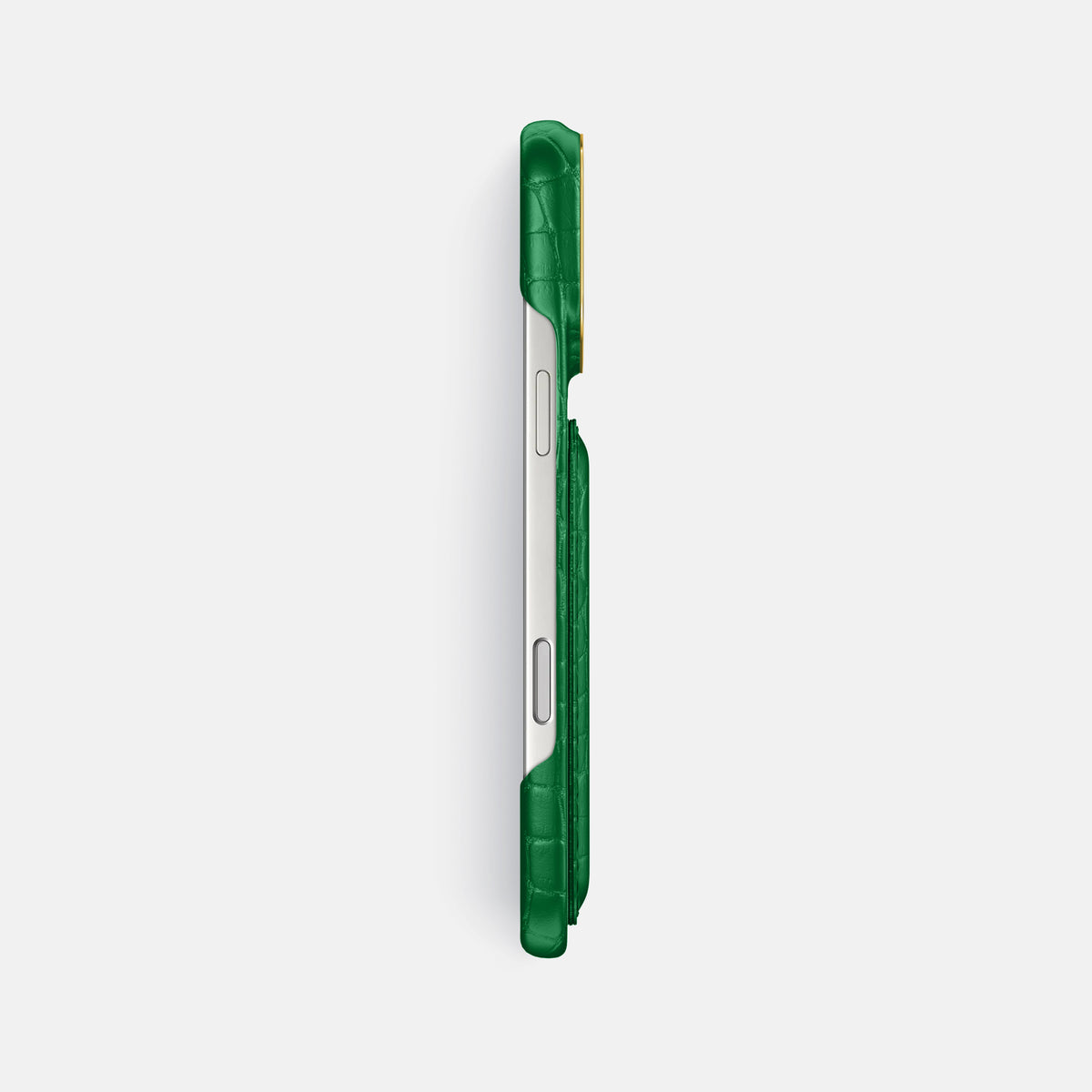 Double Card Case For iPhone 17 Pro Max In Alligator -3 | Forest-Green-Gold