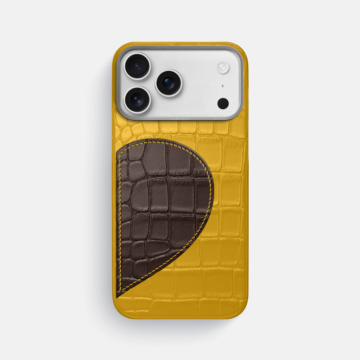 Classic Case With Half Heart - Right For iPhone 17 Pro Max In Alligator -1 | Yellow-Steel