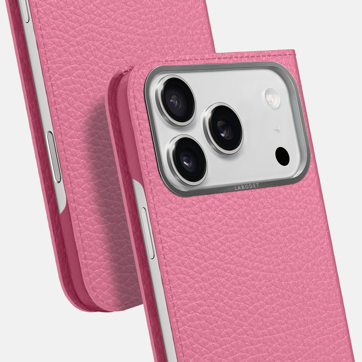 Folio Case For iPhone 17 Pro In Calf -5 | Pink-Steel