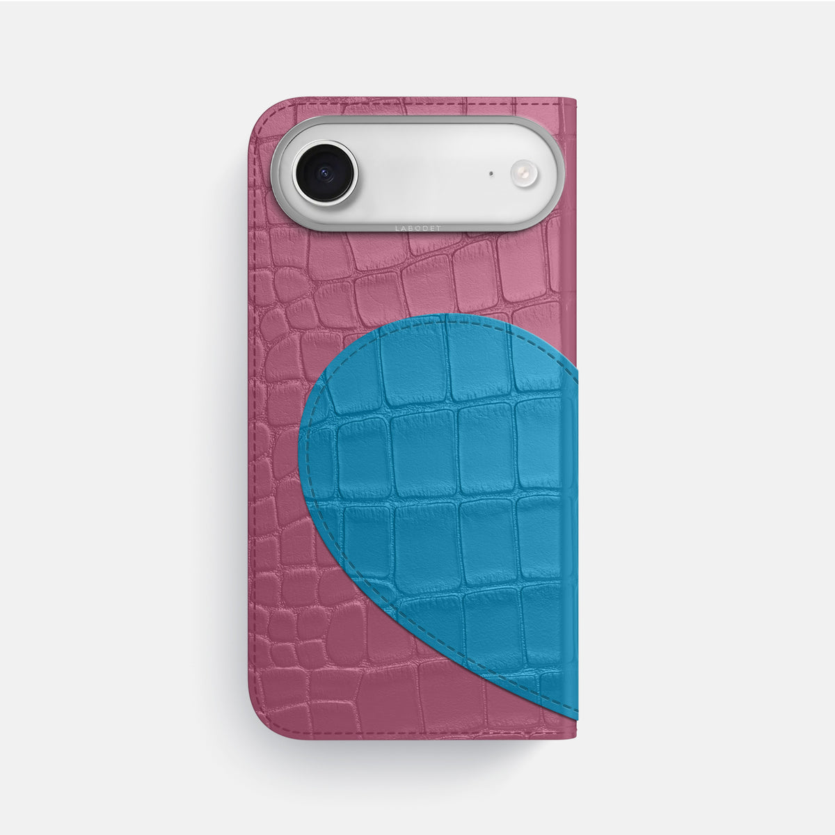 Folio Case With Heart For iPhone 17 Air In Alligator -3 | Pink-Lagoon-Steel