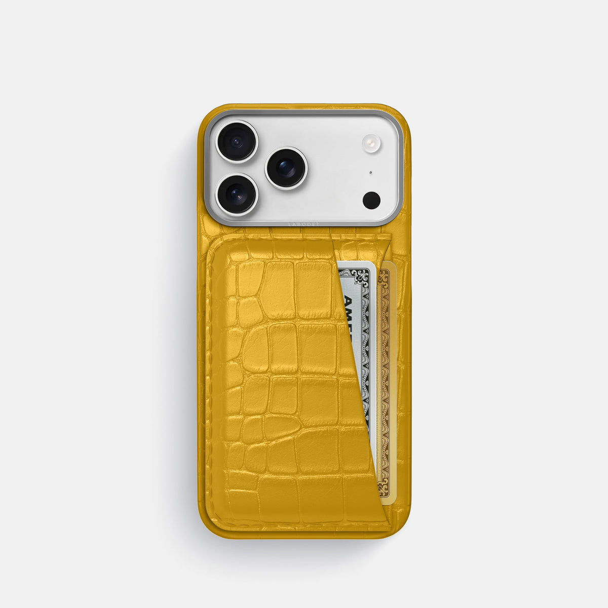 Double Card Case For iPhone 18 Pro In Alligator -1 | Yellow-Steel