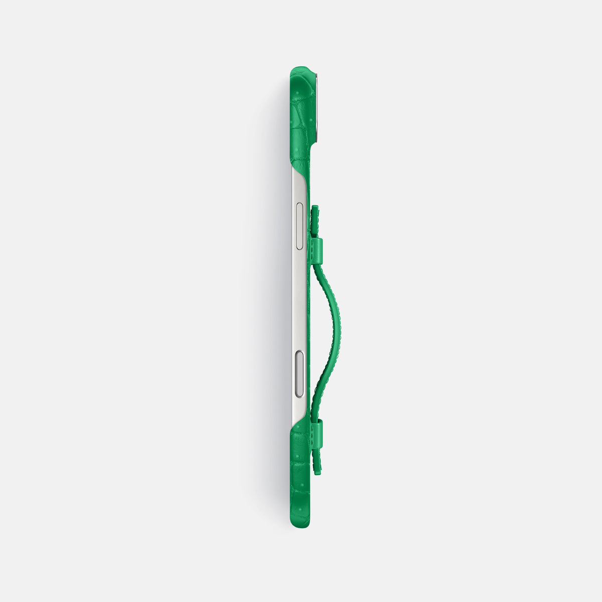 Handle Case For iPhone 17 Air In Porosus Crocodile -3 | Cactus-Green-Steel