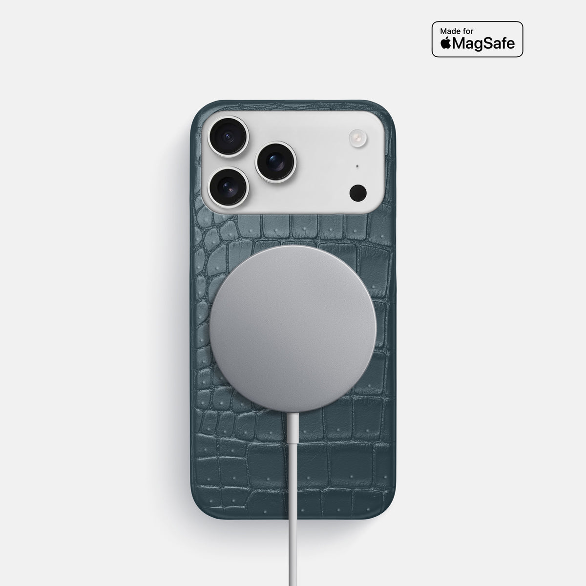 Slim Case For iPhone 17 Pro In Porosus Crocodile -5 | Denim