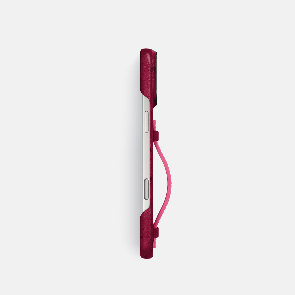 Center Handle Coloré For iPhone 17 Pro In Ostrich -2 | Bordeaux-Black