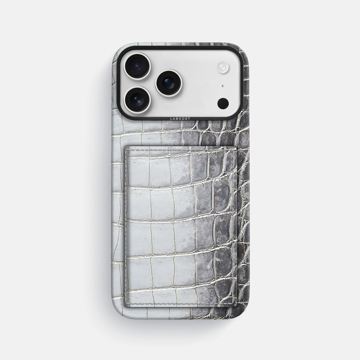 Bi-Fold Case For iPhone 18 Pro Max In Himalayan Crocodile -1 | Silver-Black