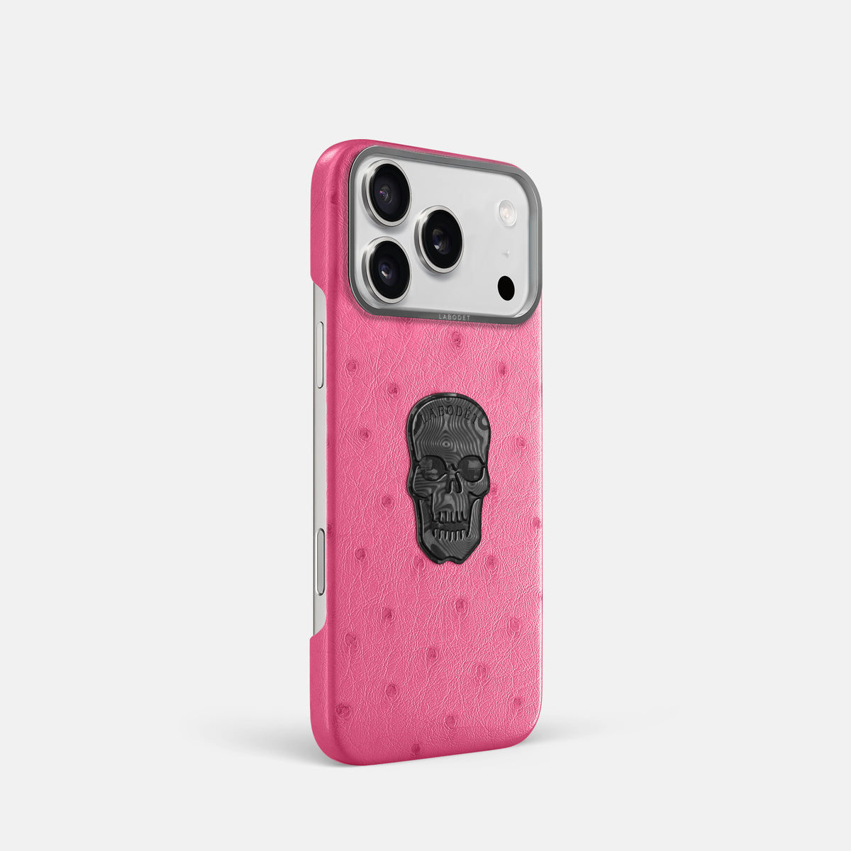 Classic Case With Carbon Skull For iPhone 17 Pro In Ostrich -2 | Pink-Steel