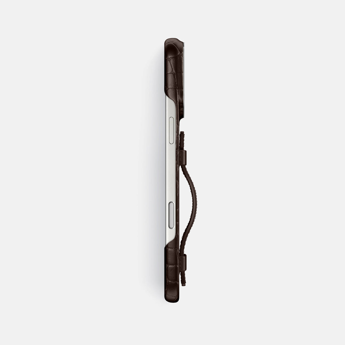 Handle Case For iPhone 18 Pro Max In Alligator -3 | Dark-Brown-Steel