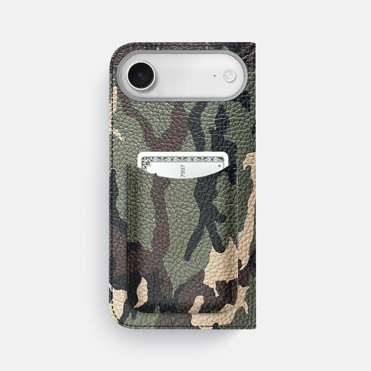 Folio Case with Card For iPhone 17 Air In Calf -3 | Camouflage-Steel