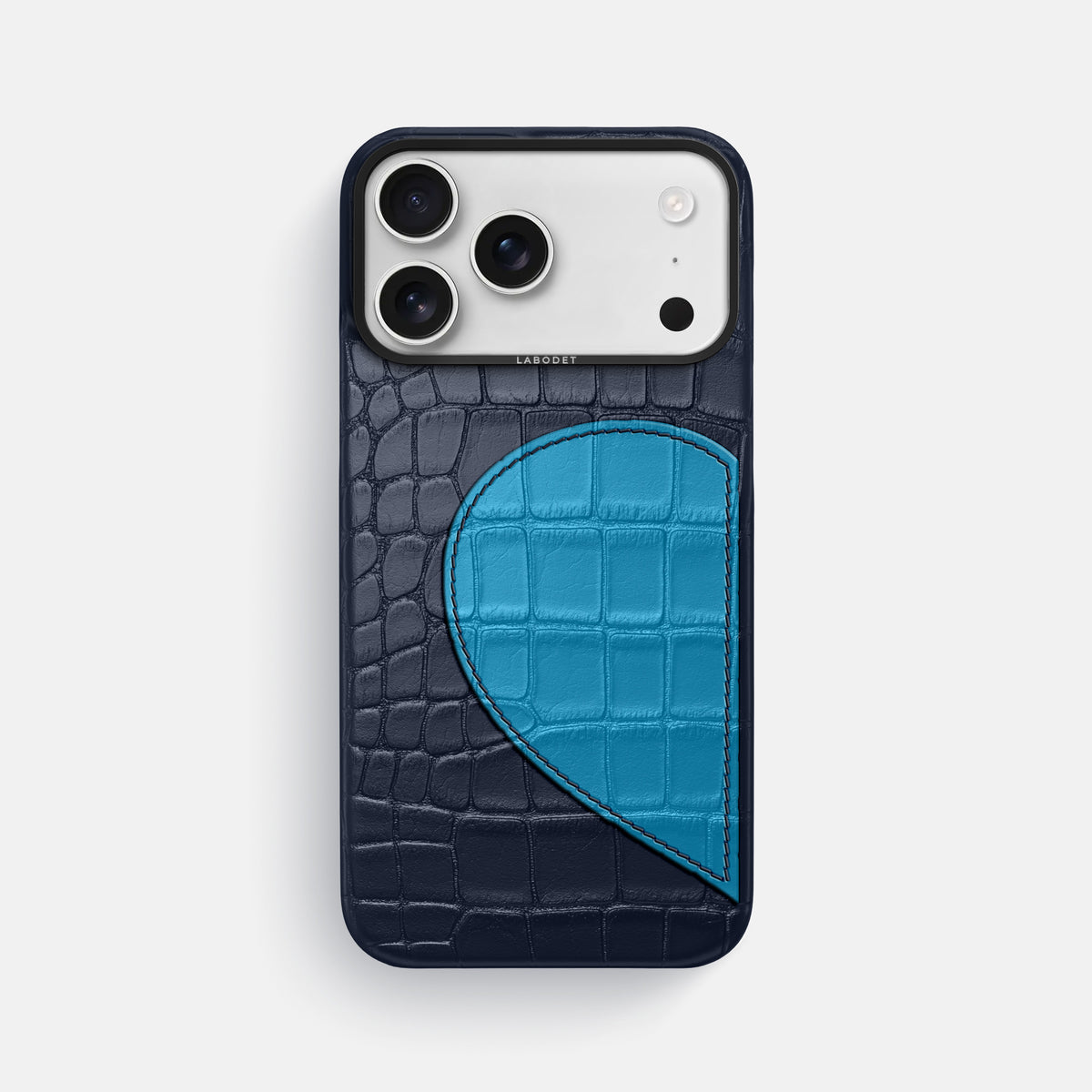 Classic Case With Half Heart - Left For iPhone 17 Pro Max In Alligator -1 | Navy-Blue-Black