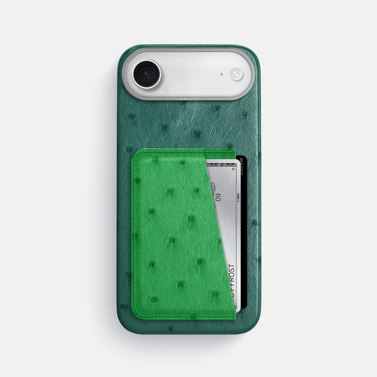 Double Card Case Coloré For iPhone 17 Air In Ostrich -1 | Forest-Green-Steel