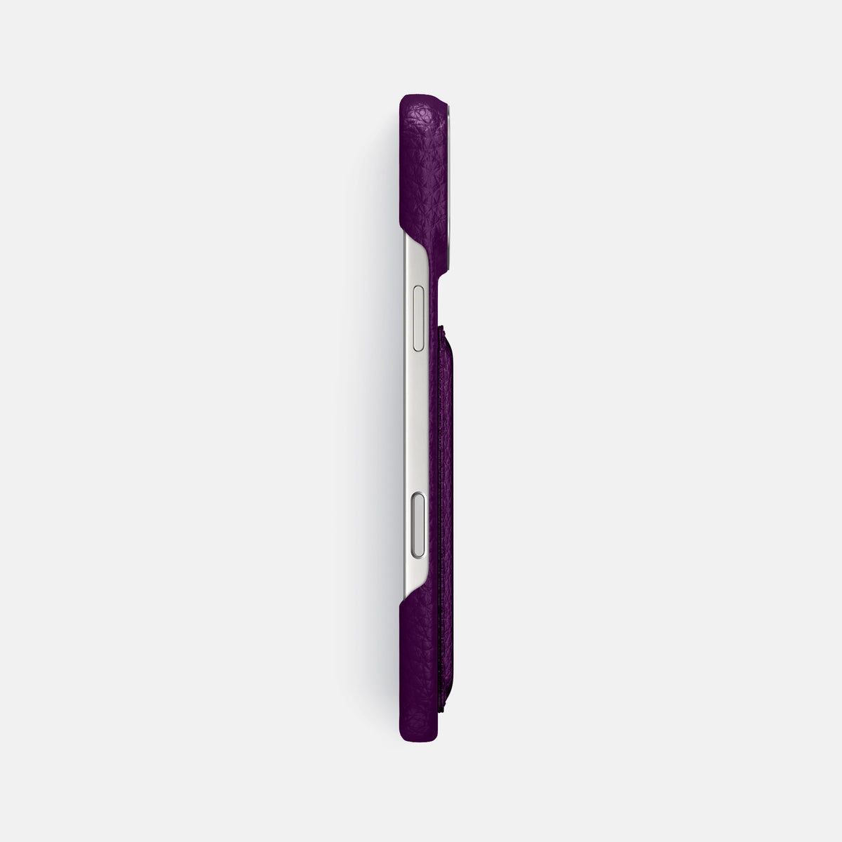Double Card Case For iPhone 17 Pro Max In Calf -3 | Violet-Steel