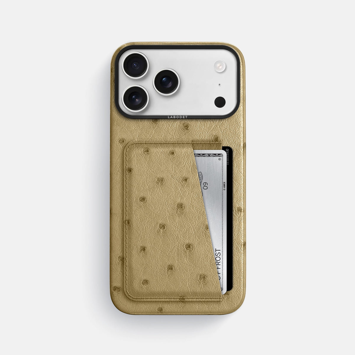 Double Card Case For iPhone 18 Pro Max In Ostrich -1 | Desert-Sand-Black