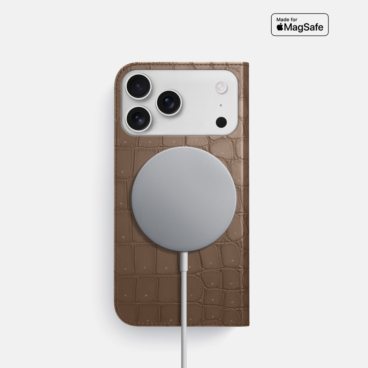 Folio Slim Case For iPhone 17 Pro In Porosus Crocodile -3 | Fur-Brown