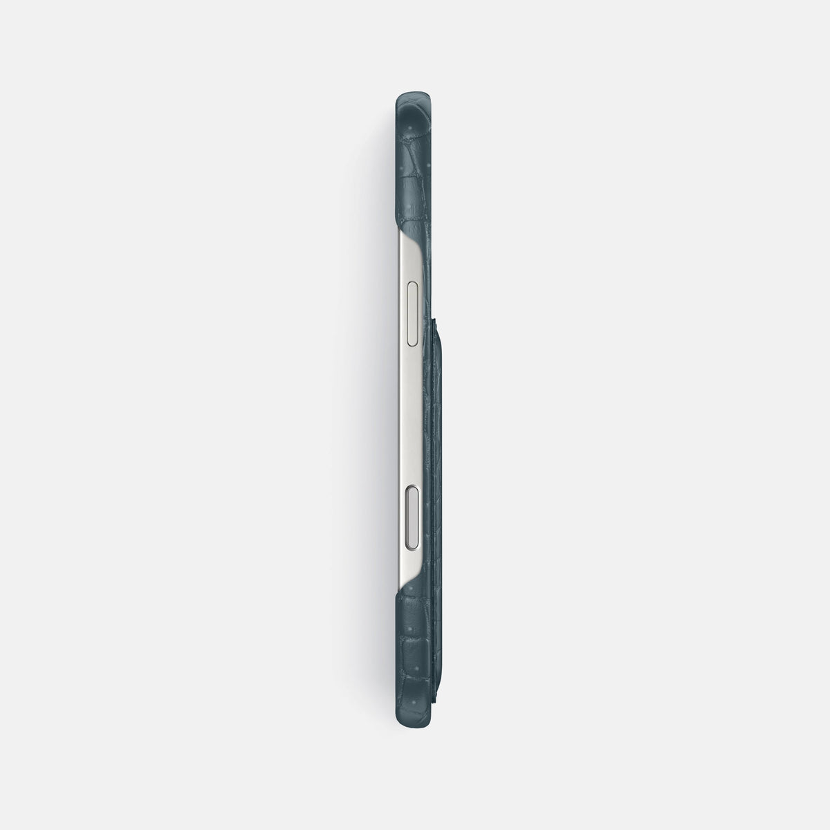 Slim Card Case For iPhone 18 Pro Max In Porosus Crocodile -3 | Denim