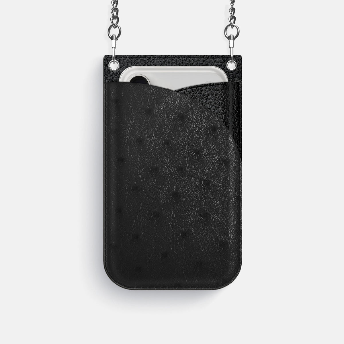 Crossbody Bag For iPhone 18 Pro In Ostrich -1 | Black-Steel