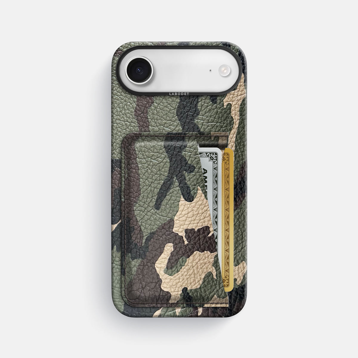 Double Card Case For iPhone 17 Air In Calf -1 | Camouflage-Black