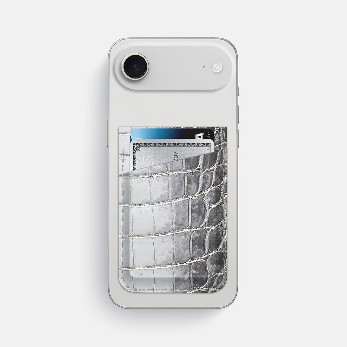 MagSafe Wallet For iPhone 17 Air In Himalayan Crocodile -1 | Silver