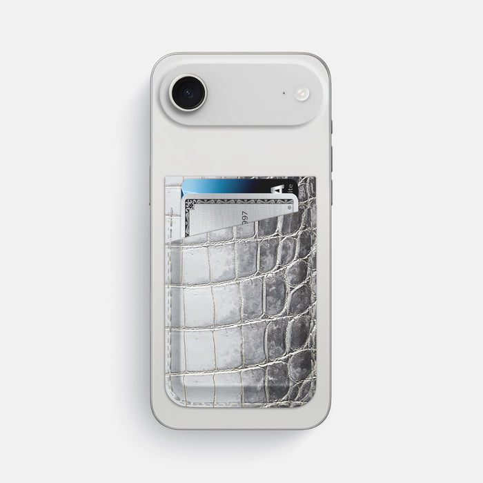MagSafe Wallet For iPhone 17 Air In Himalayan Crocodile -1 | Silver