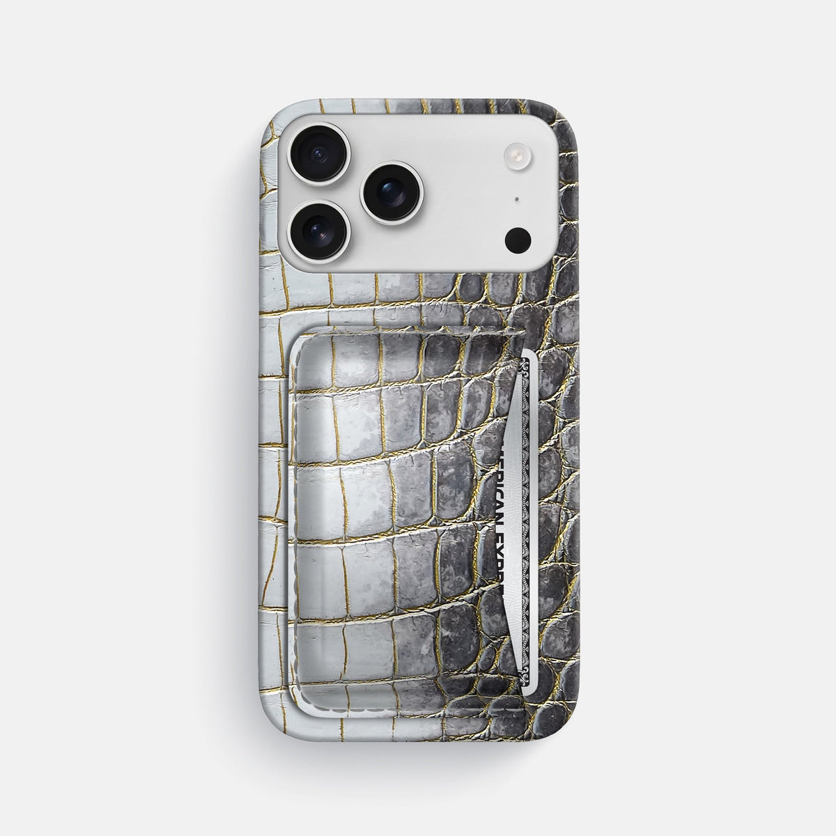 Slim Card Case For iPhone 18 Pro Max In Himalayan Crocodile -1 | Gold