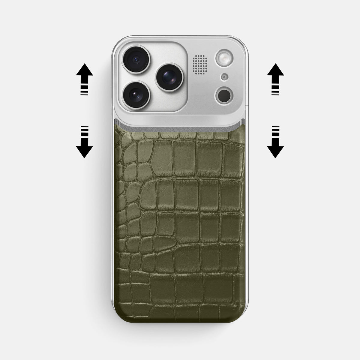 Metal Case For iPhone 17 Pro Max In Alligator -2 | Kaki-Green-Steel