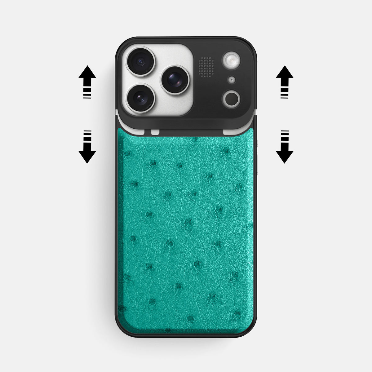 Metal Case For iPhone 17 Pro Max In Ostrich -2 | Turquoise-Black