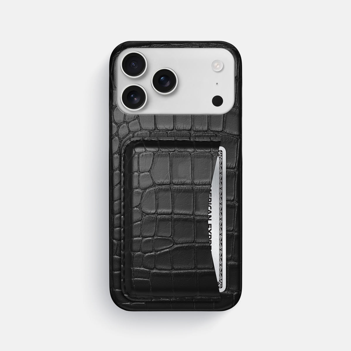 Slim Card Case For iPhone 17 Pro Max In Alligator -1 | Black