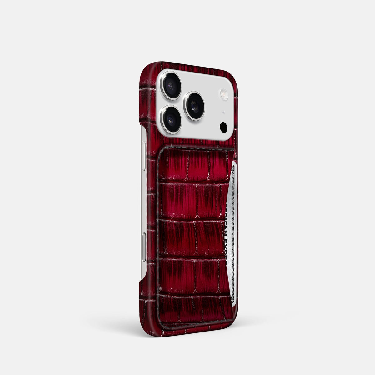 Slim Card Case For iPhone 18 Pro In Patina Alligator -2 | Havana-Burgundy