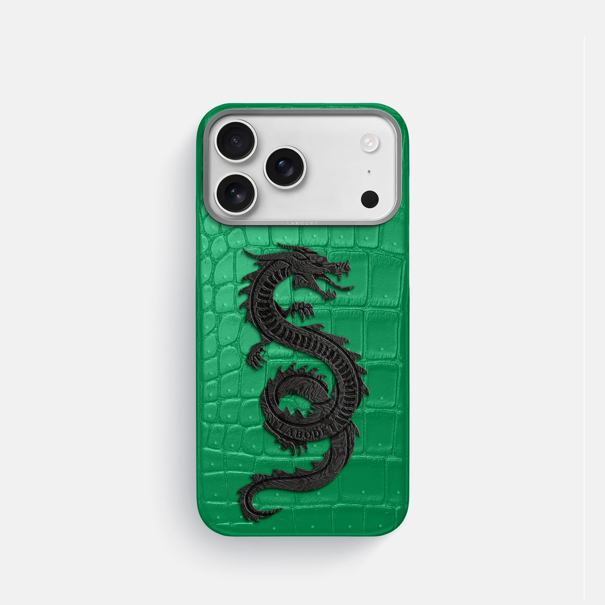 Classic Case With Carbon Dragon For iPhone 17 Pro In Porosus Crocodile -1 | Cactus-Green-Steel