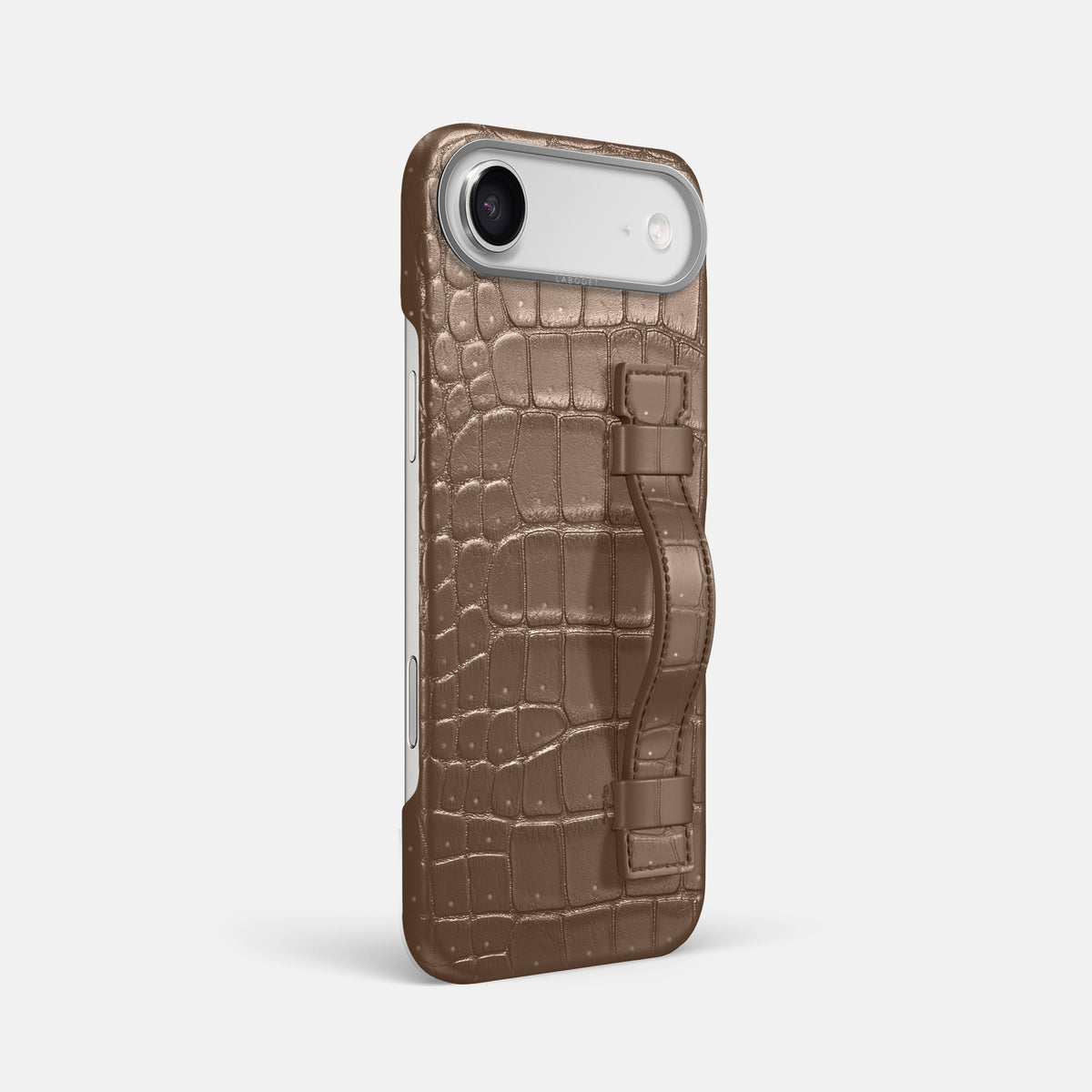 Handle Case For iPhone 17 Air In Porosus Crocodile -2 | Fur-Brown-Steel