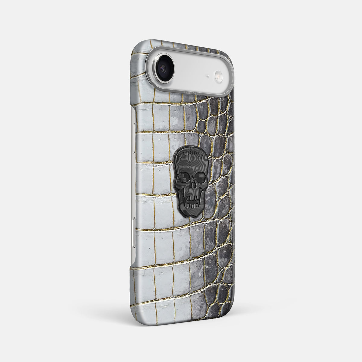 Classic Case With Carbon Skull For iPhone 17 Air In Himalayan Crocodile -2 | Gold-Steel