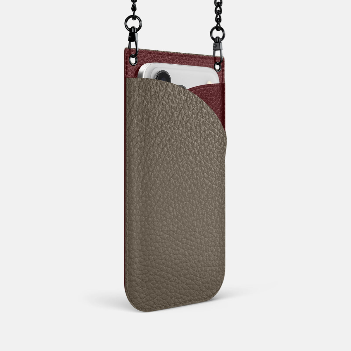Crossbody Bag For iPhone 18 Pro In Calf -2 | Taupe-Black