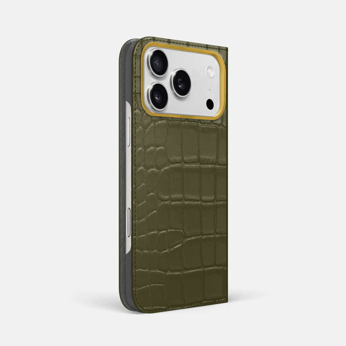 Folio Case For iPhone 18 Pro Max In Alligator -1 | Kaki-Green-Gold