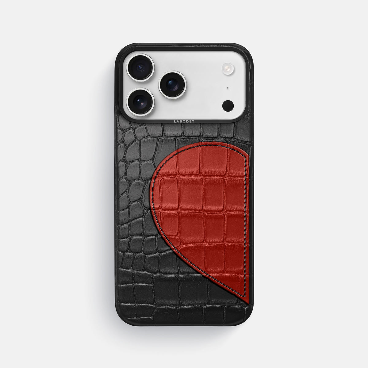 Classic Case With Half Heart - Left For iPhone 17 Pro Max In Alligator -1 | Black-Black