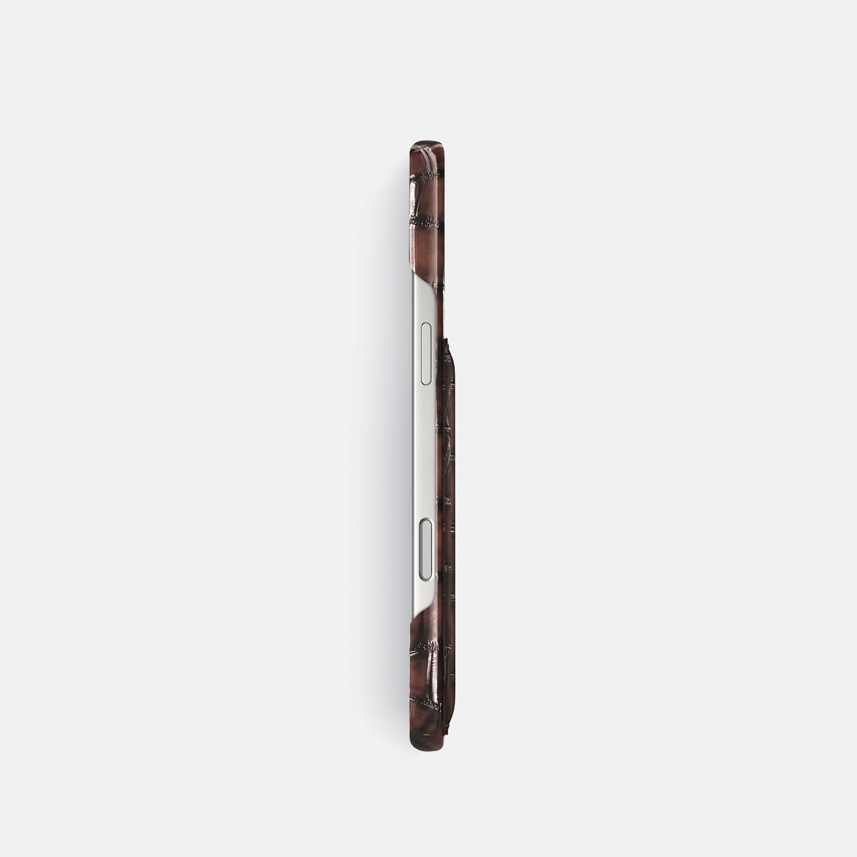 Slim Card Case For iPhone 17 Pro In Patina Alligator -3 | Havana-Brown