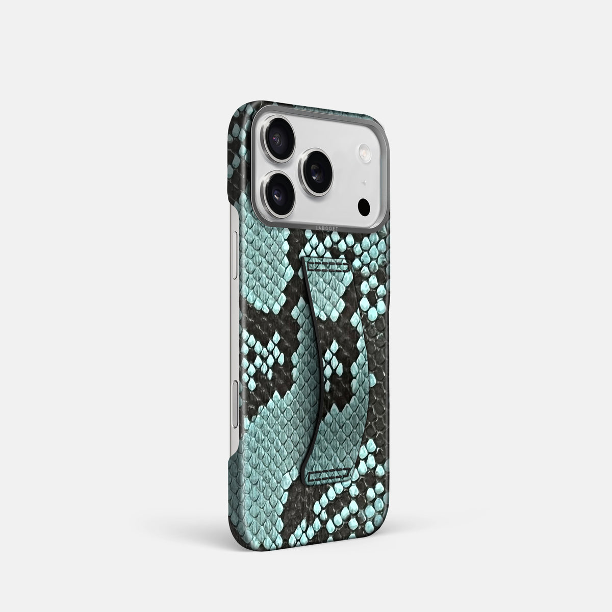 Finger Case For iPhone 17 Pro In Deluxe Python -2 | Blue-Lagoon-Steel