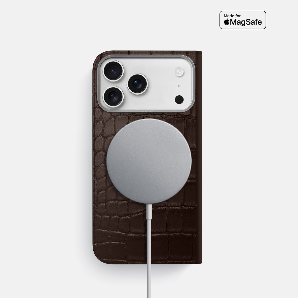Folio Case For iPhone 18 Pro In Alligator -3 | Dark-Brown-Steel