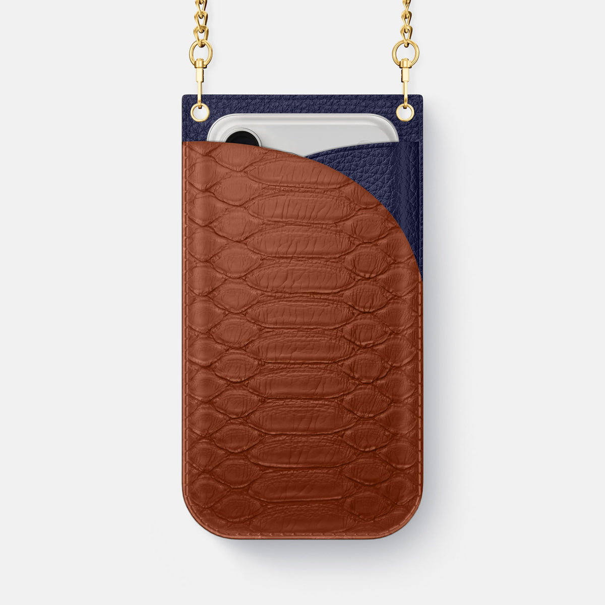Crossbody Bag For iPhone 18 Pro Max In Python -1 | Medium-Brown-Gold