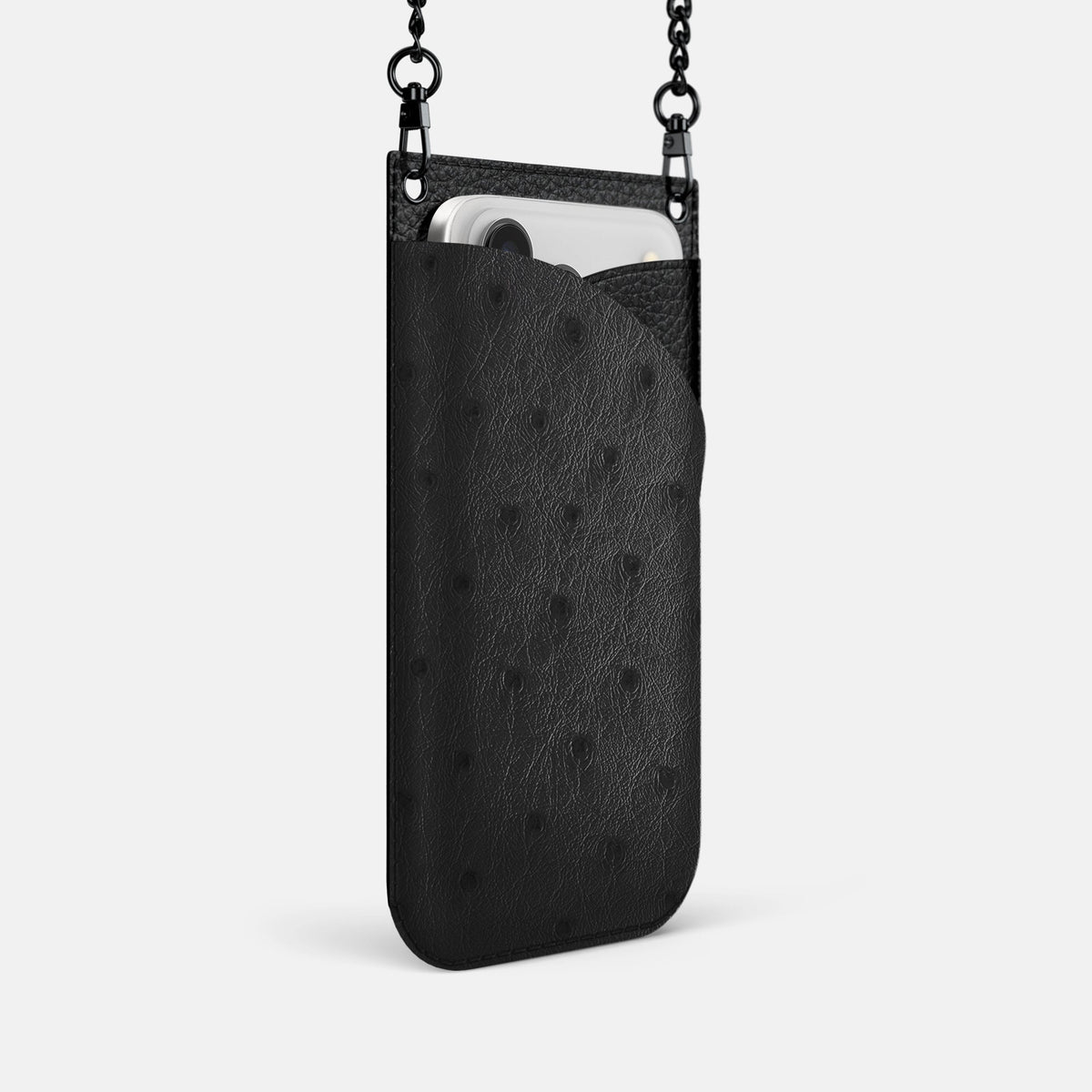 Crossbody Bag For iPhone 18 Pro In Ostrich -2 | Black-Black