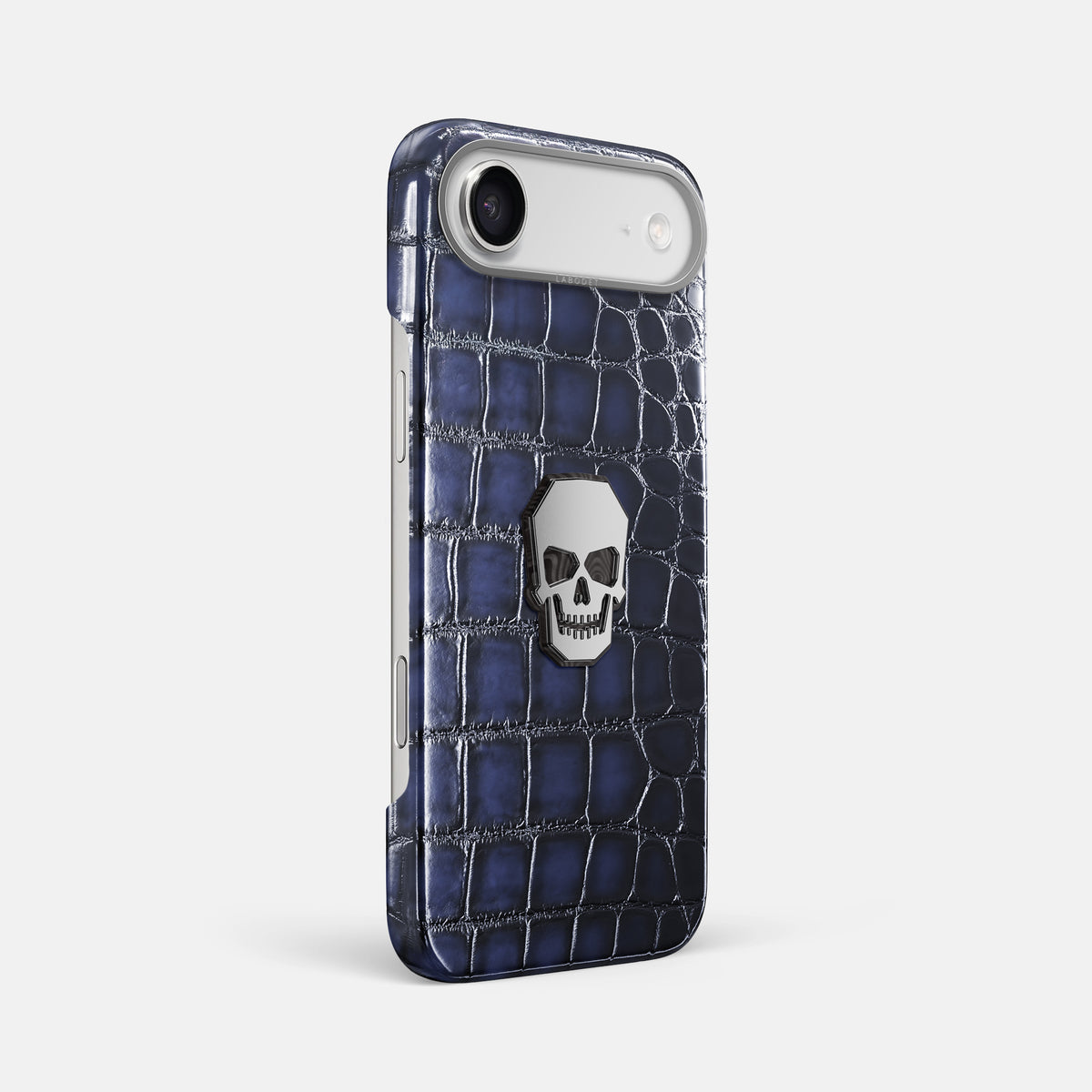Classic Case With Titanium Skull For iPhone 17 Air In Patina Alligator -2 | Havana-Blue-Steel