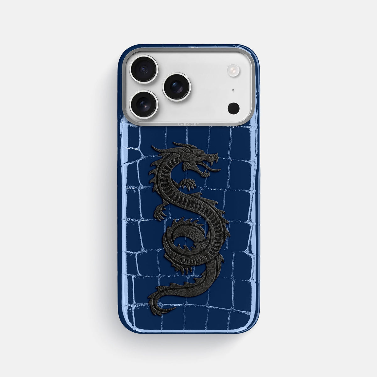 Classic Case With Carbon Dragon For iPhone 18 Pro Max In Shiny Alligator -1 | Mediterranean-Steel