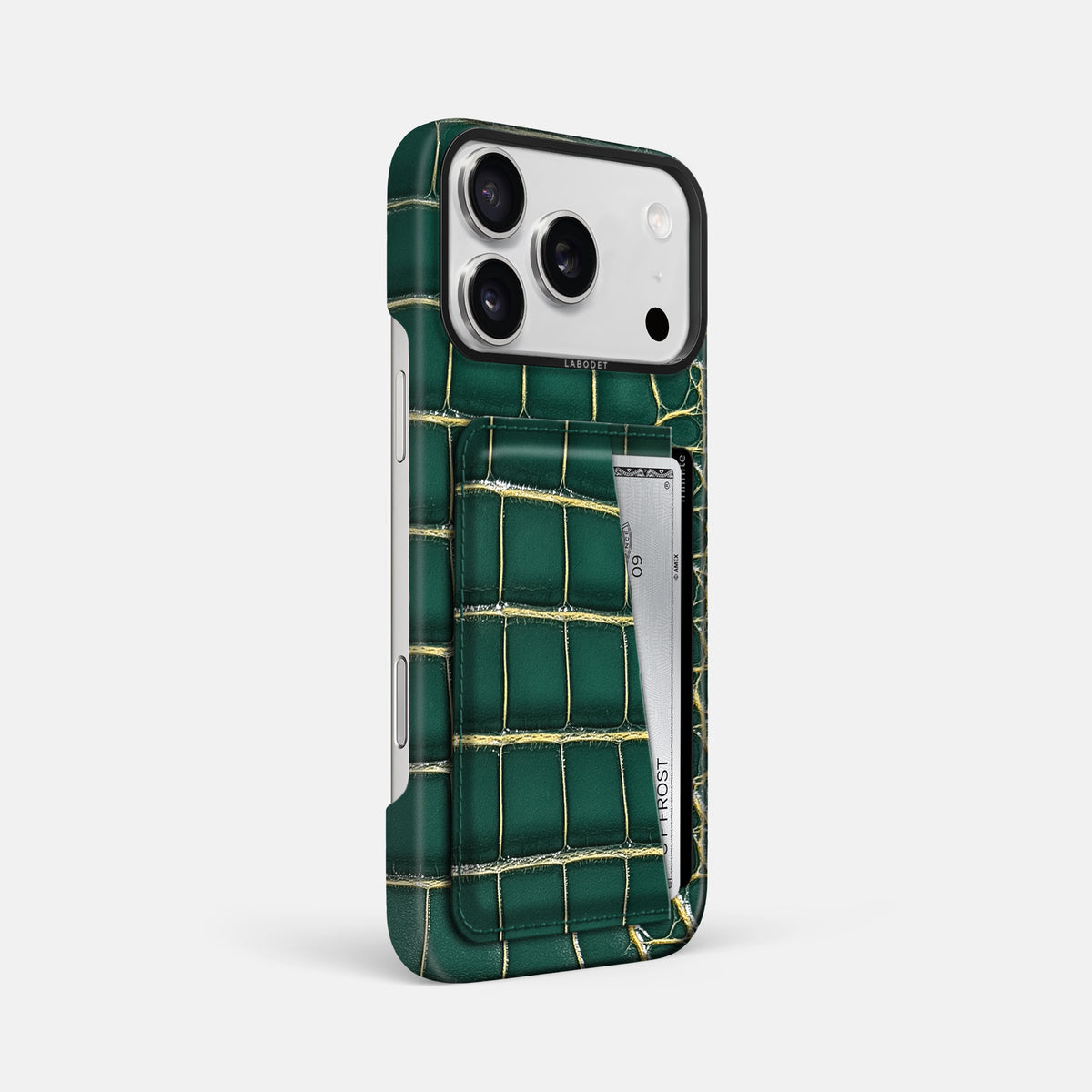 Double Card Case For iPhone 17 Pro Max In Patina Alligator -2 | Cambridge-Black